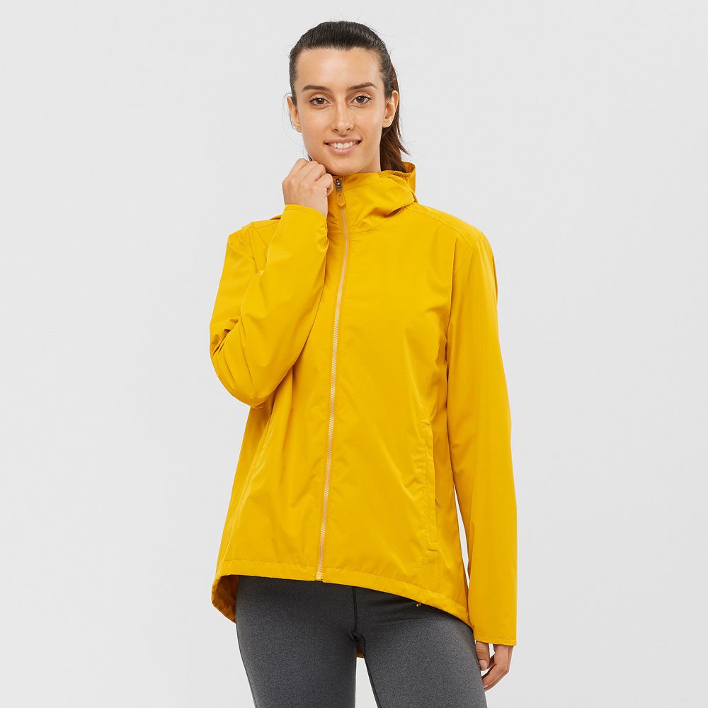 Salomon Israel ESSENTIAL WATERPROOF 2L - Womens Jackets - Yellow (CRPU-16350)